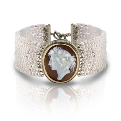 Seed Pearl Cameo Bracelet by Scarab Jewellery Studio